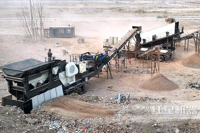 建筑垃圾破碎機(jī)-輪胎式移動(dòng)破碎站，雙機(jī)聯(lián)合